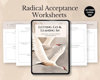 Radical Acceptance Worksheet, DBT Coping Skills, Emotional Regulation Tools, Self-Help Workbook, Therapy Resource Mental Health Awareness
