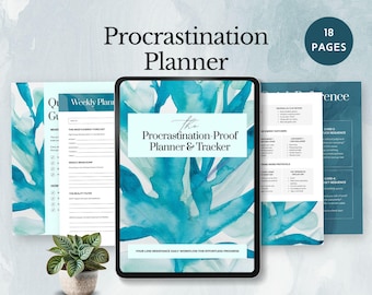 procrastination planner boost productivity guide time management block workbook improve focus daily weekly tracker self help canva template