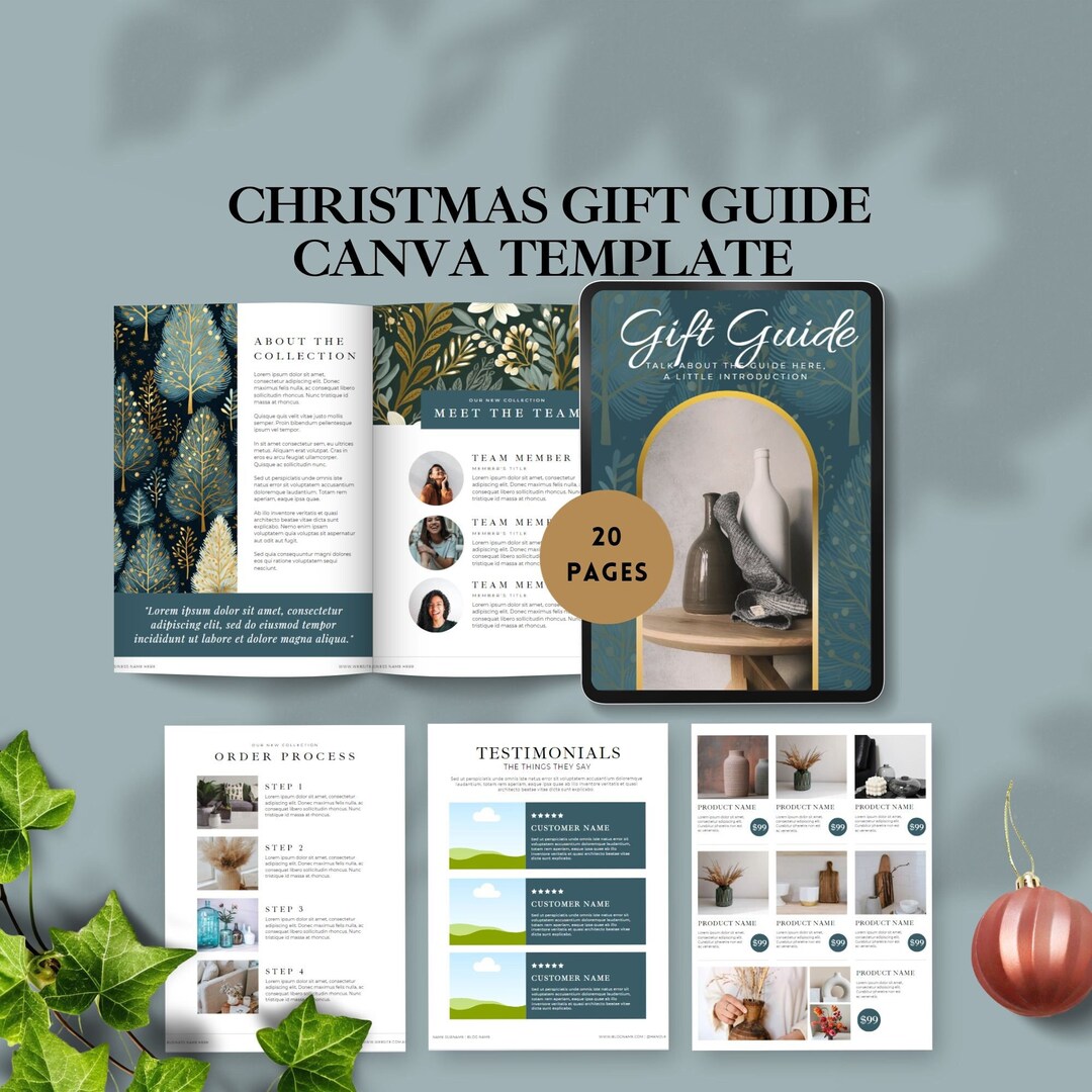 Holiday Gift Guide Template Canva Christmas Product Catalog Etsy