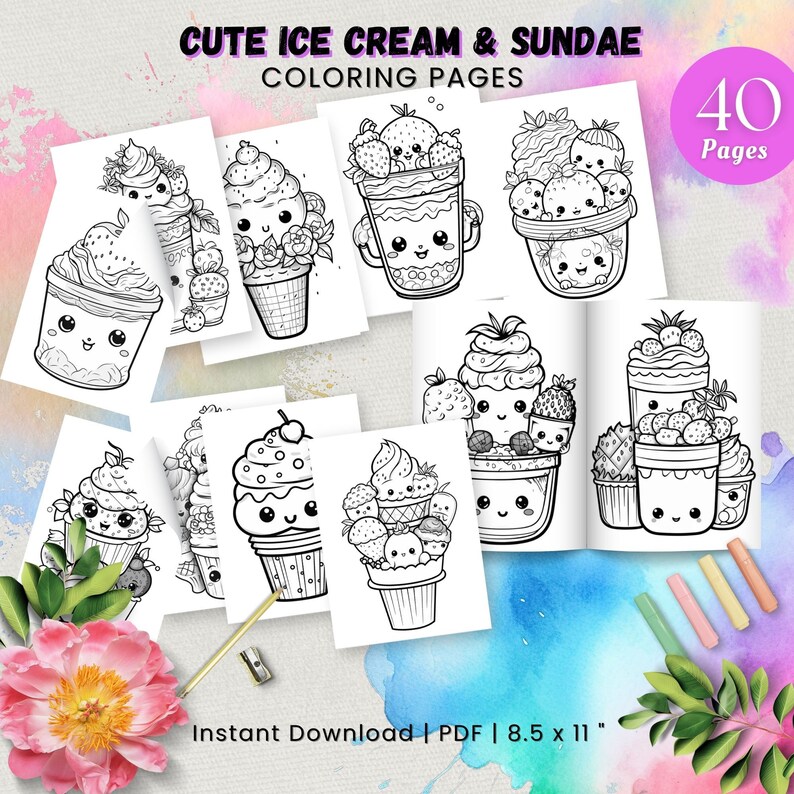 Cute Easy Coloring Page for Kids Printable Simple Kawaii Aesthetic