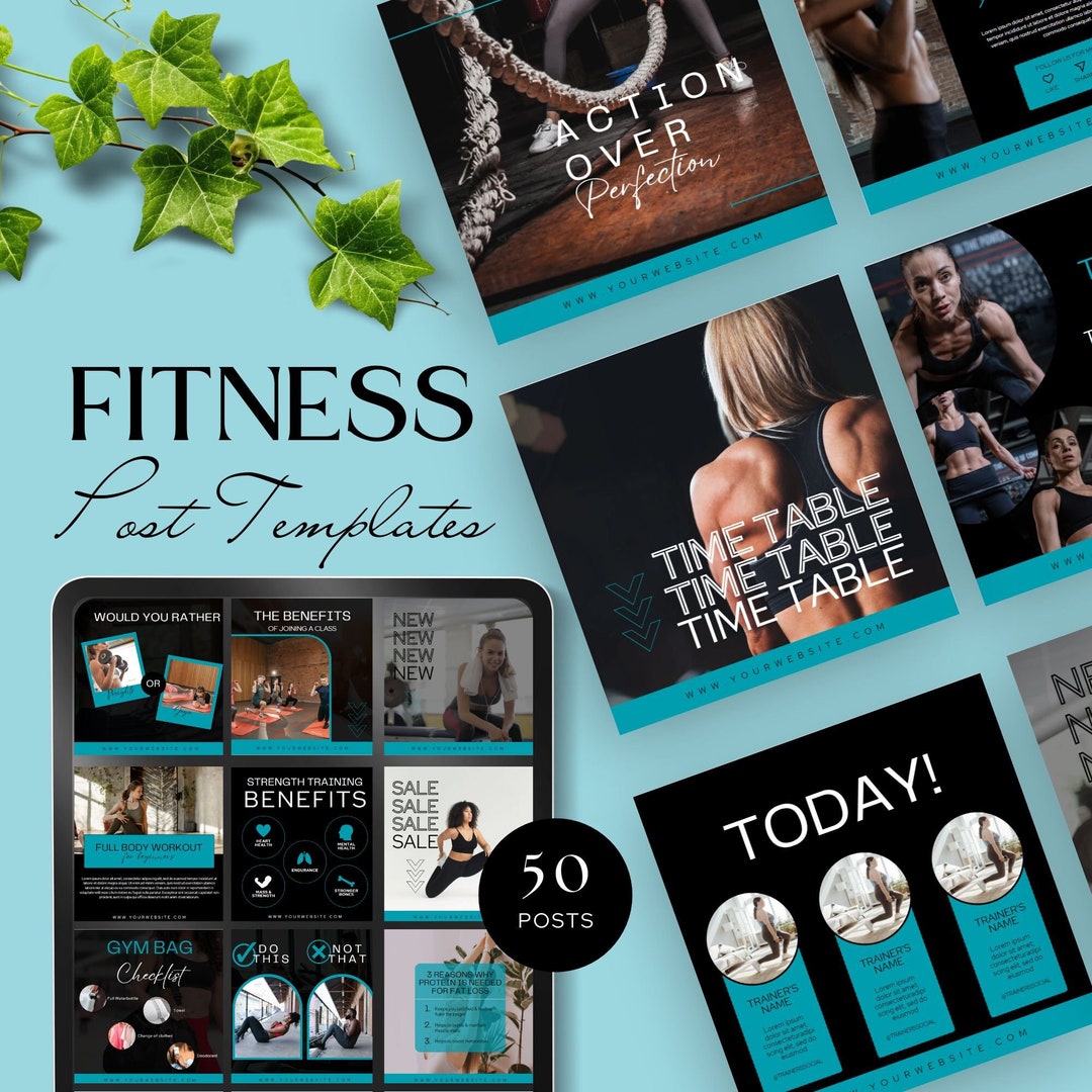 Fitness Gym Instagram Template Canva Fitness Coach Social Media Post ...