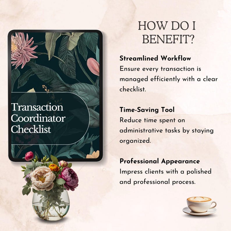 Transaction Coordinator Checklist Canva Real Estate Agent Tracker for ...