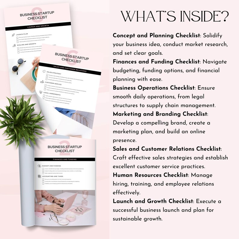 Start up Business Checklist Template Canva Business Startup Planner ...