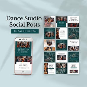 dance studio social media templates dancing instagram posts ballet school marketing content dancer teacher branding editable canva template