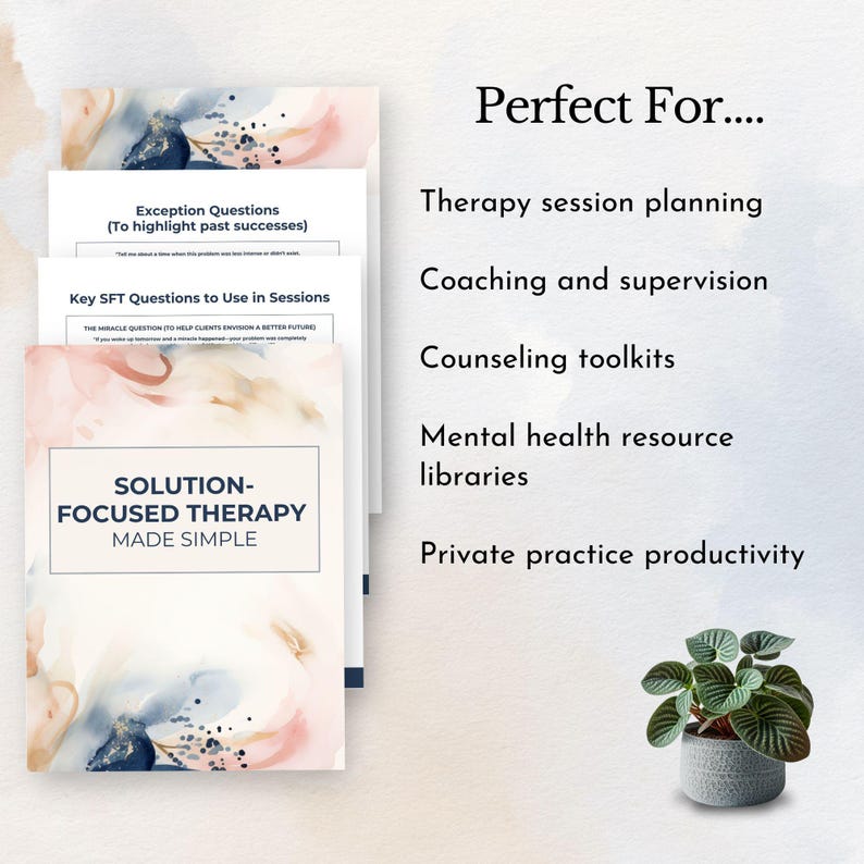 Solution Focused Therapy Cheat Sheet SFBT Brief Questions Worksheet ...