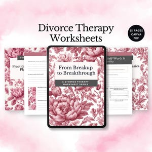 Divorce Therapy Worksheets marriage breakup coping journal boundary setting planner healing after separation printable emotional regulation