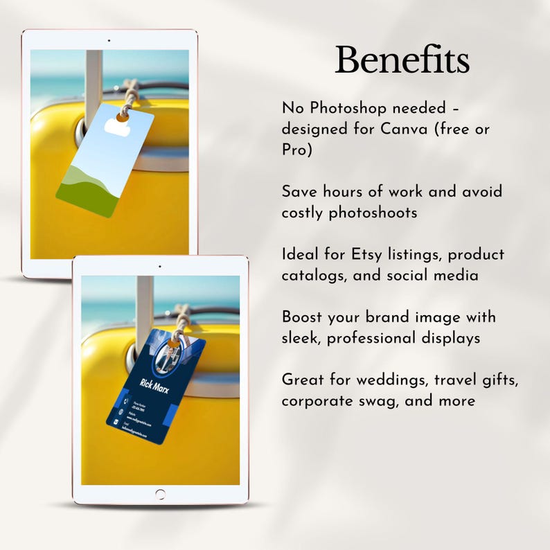 luggage tag mockup canva custom suitcase label display easy drag and drop personalize travel bag accessory template add your design editable