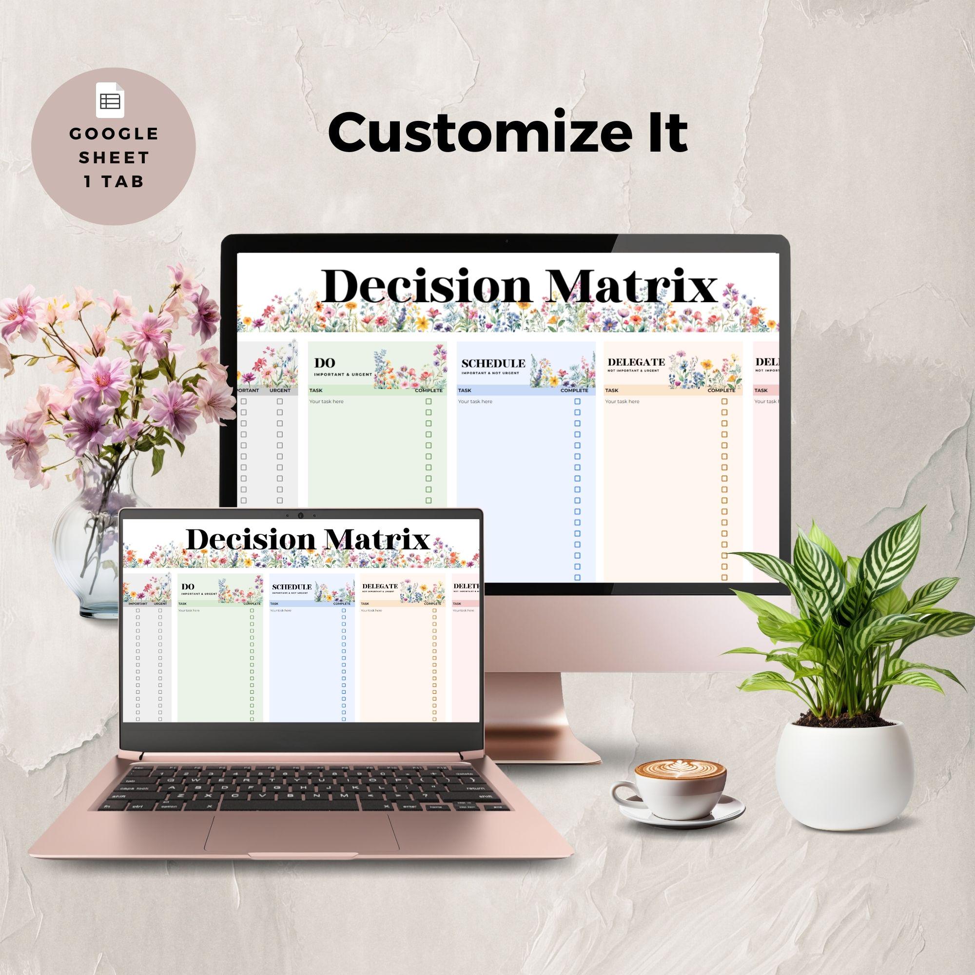 Decision Matrix Google Sheet Template Task Priority Tracker to Increase ...