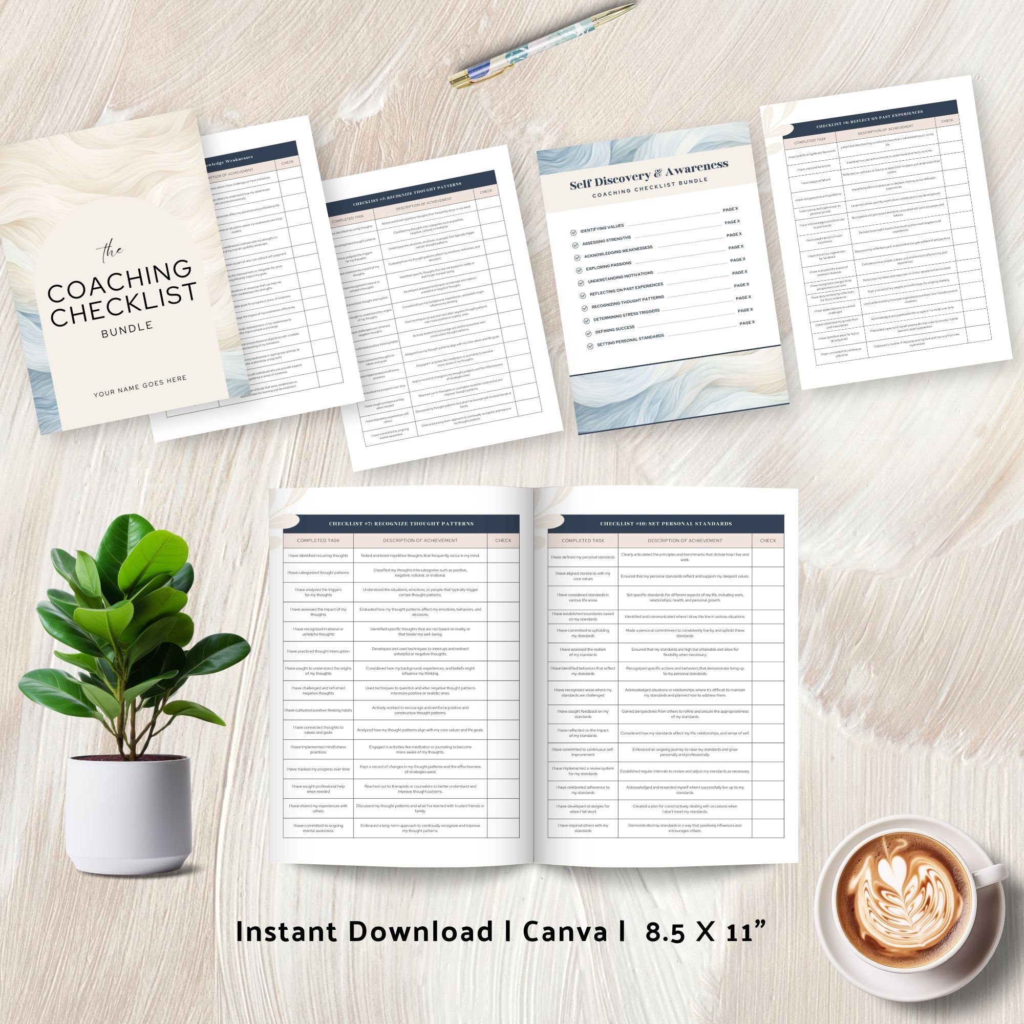 Worksheet Bundle Coach Canva Templates Life Coaching Checklist Self ...