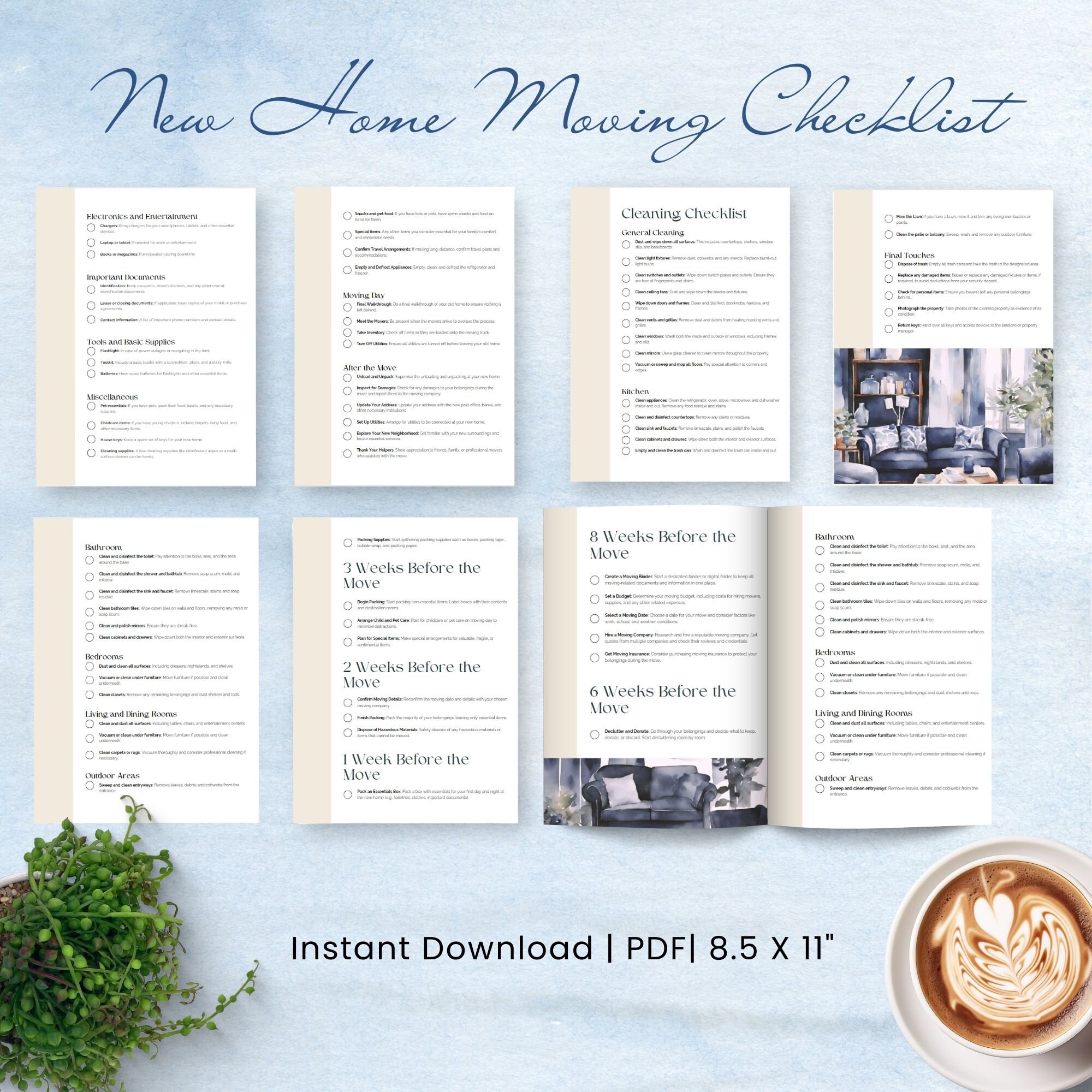 New Home Moving Checklist Packing List Relocation Guide Printable First ...