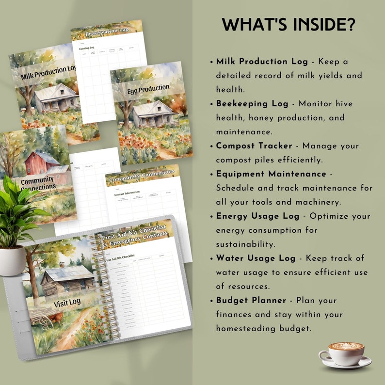 the ultimate homestead planner 2024 digital homestead planner printable garden journal homesteading organizer farm planner editable PDF
