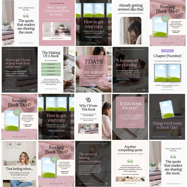 book launch social media templates author instagram post writer promotion kit boostagram marketing branding canva editable instant download