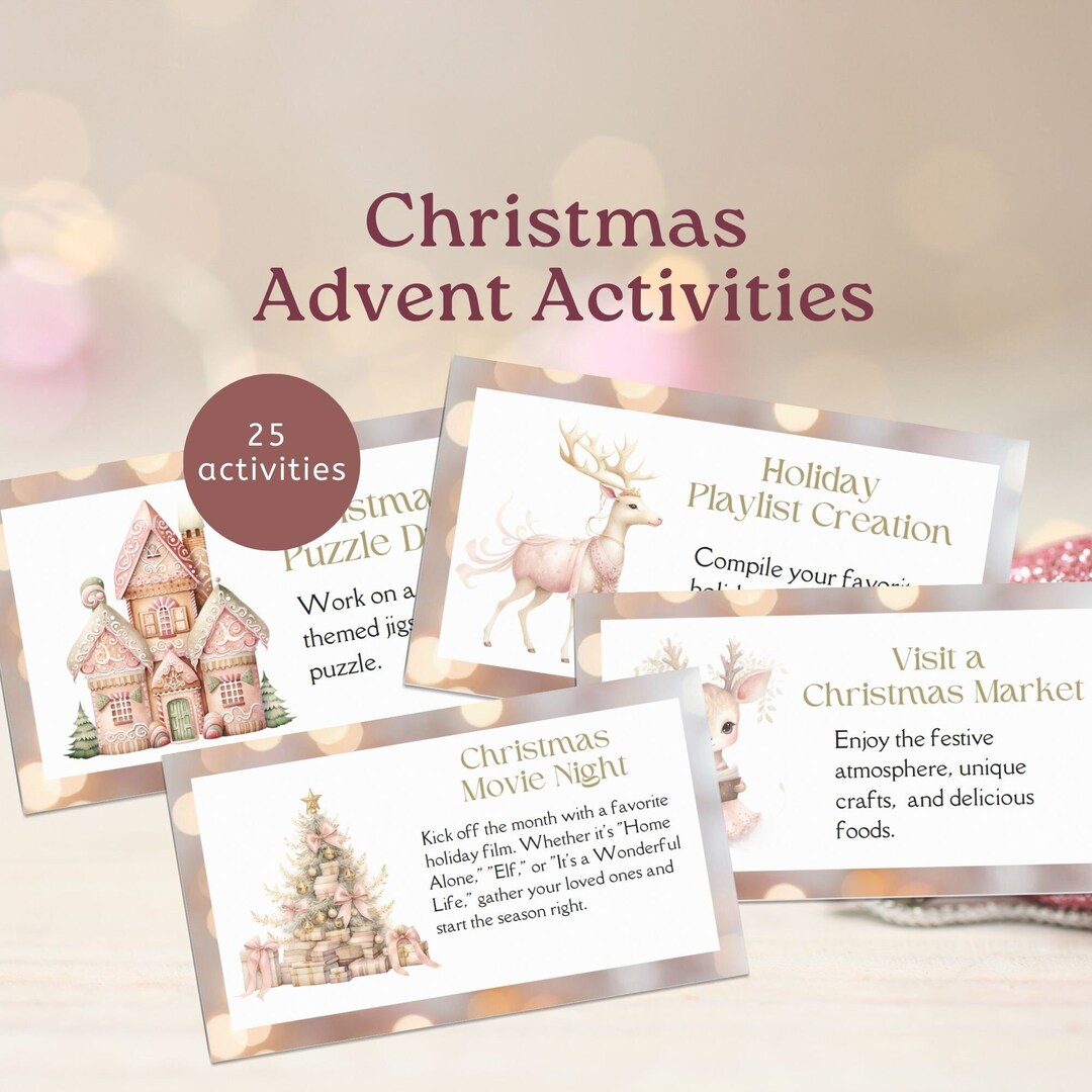 Christmas Advent Activity Cards for Kids Printable Family Xmas Etsy