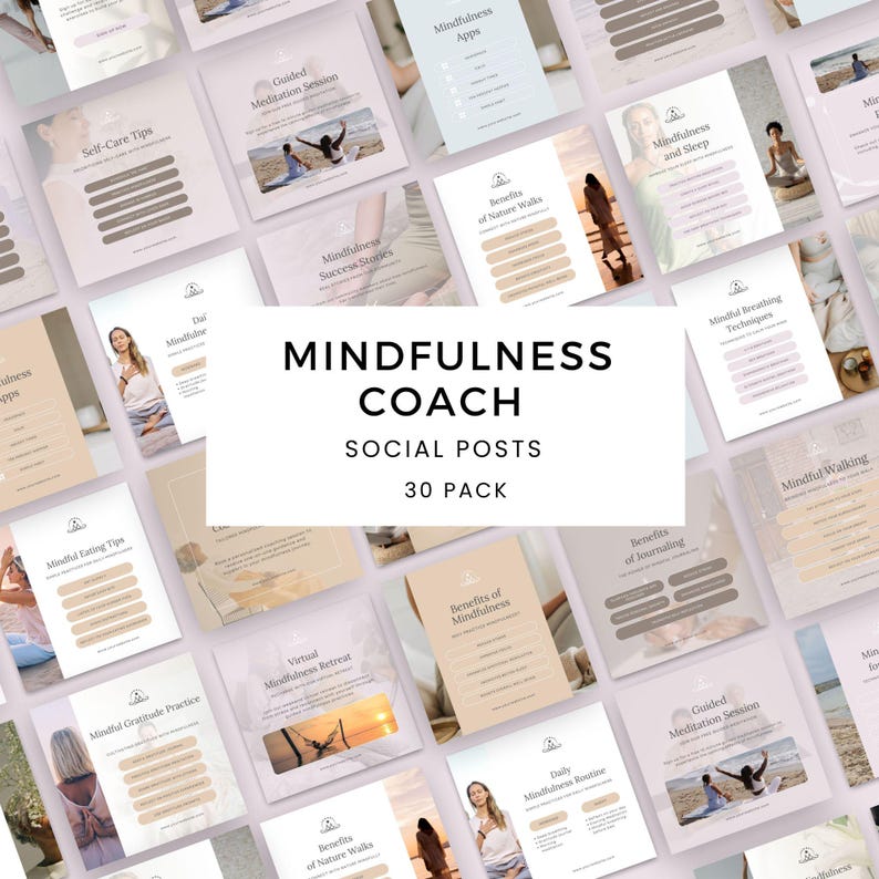 Mindfulness Coach Instagram Template Mindful Coach Social Bundle ...