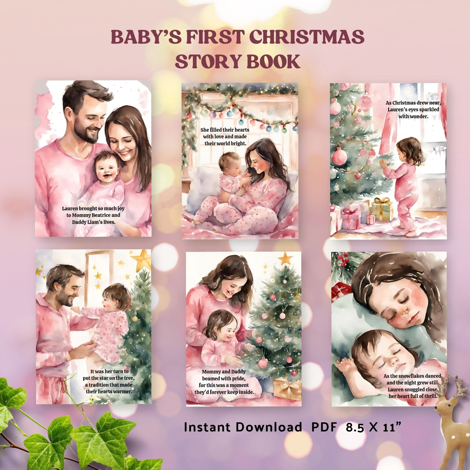 My First Christmas Book Personalized Baby 1st Christmas Story Custom Xmas With Name Stocking
