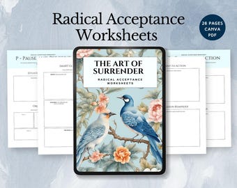 Radical Acceptance Worksheet DBT Coping Skills Emotional Regulation tool Self-Help therapy Workbook Improve Mental Health Trauma Response