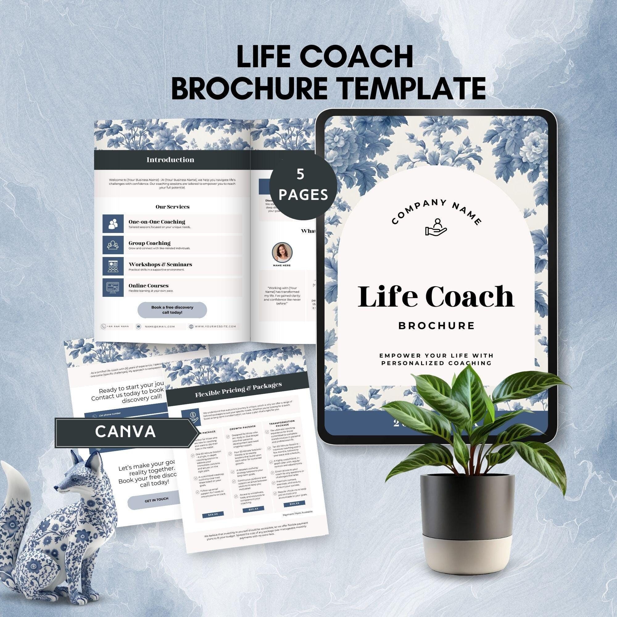Modello di brochure per life coach volantino per pacchetto