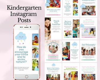 kindergarten social media post nursery school instagram daycare digital marketing editable preschool montessori canva child development IG
