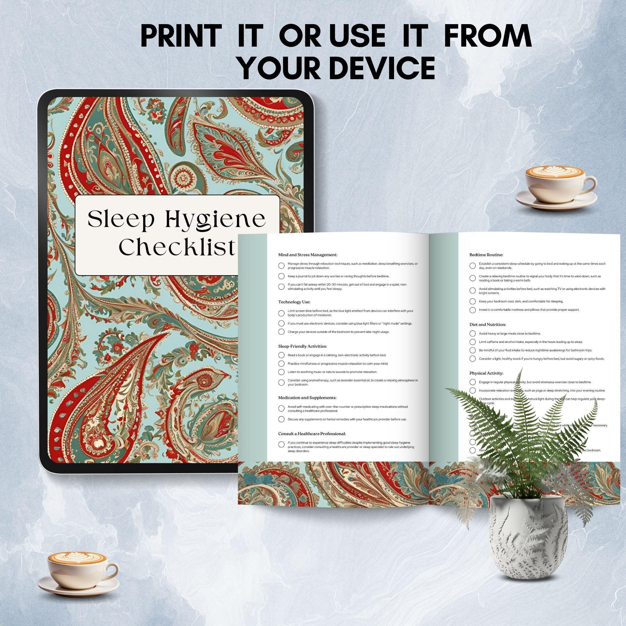 Sleep Hygiene Checklist Bedtime Diary Improve Sleep Night Time Routine ...