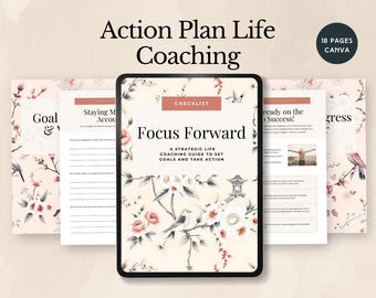 action plan life coaching template goal setting workbook personal development tool for life coach planner self improvement editable canva
