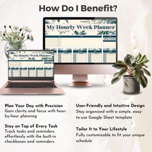 Hourly Planner Google Sheets Time Management Daily Schedule Organizer ...