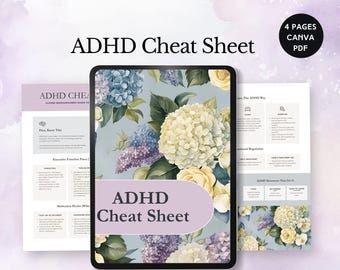 adhd cheat sheet executive functioning printable time management aid coping skills attention deficit support improve focus strategy template