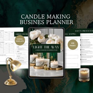 candle making business planner candle maker start up guide home based wax small business organizer DIY side hustle canva template editable