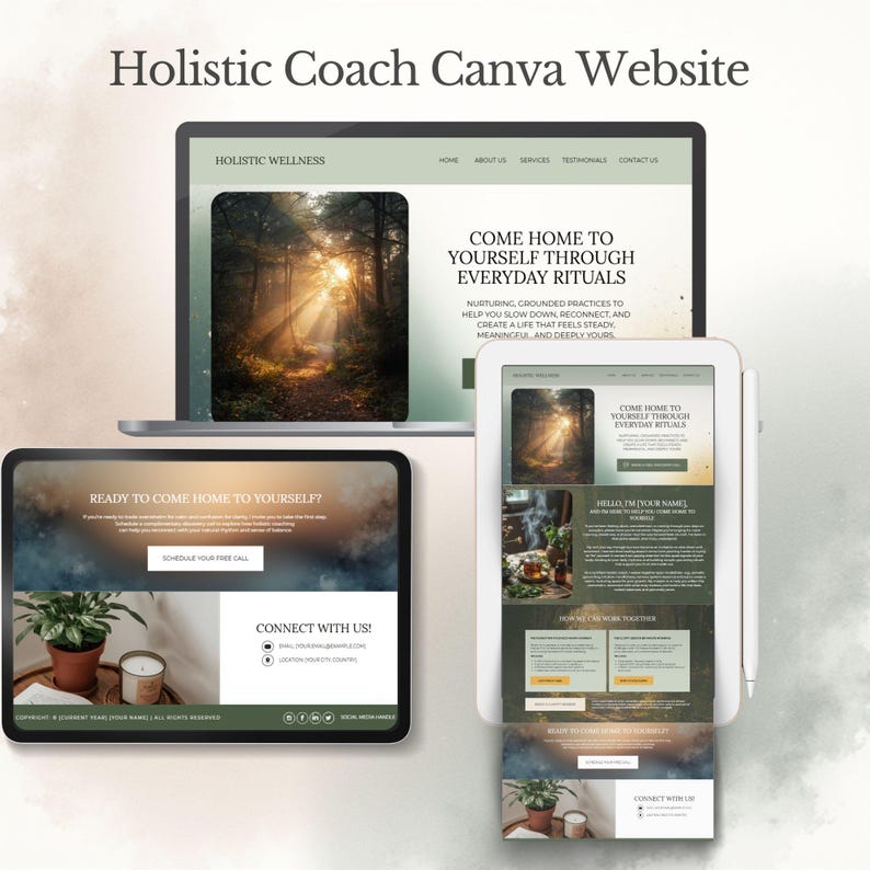Holistic Coach Website Canva Template Nature Wellness Coaching ...
