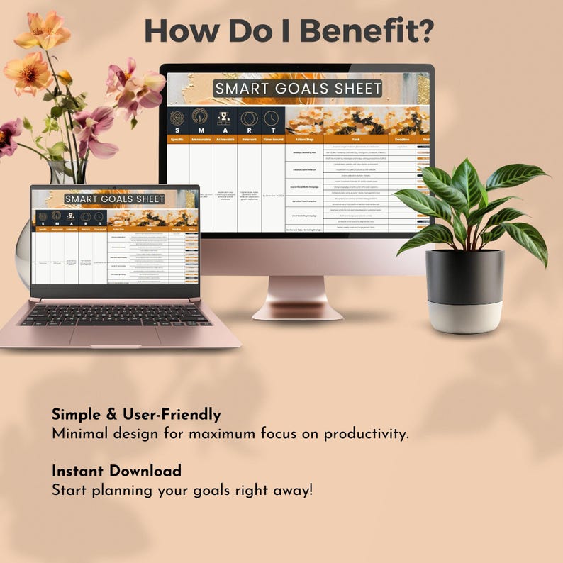 Smart Goal Google Sheet Template Goal Setting Spreadsheet Digital Goal