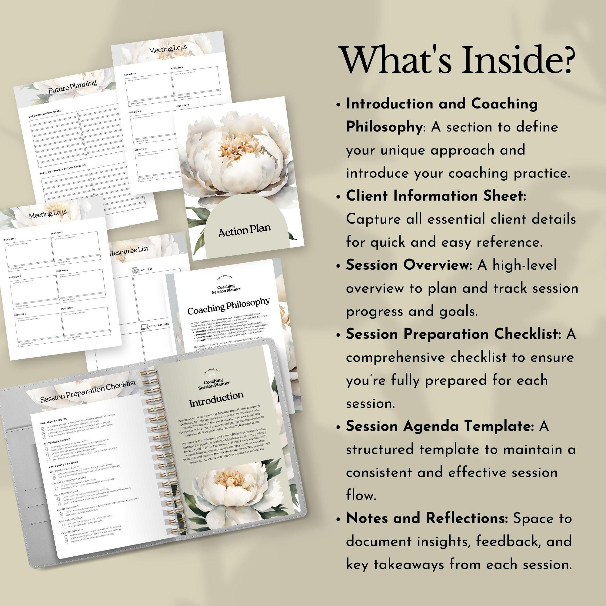 Coaching Session Planner Template Canva Client Session Note Toolkit ...