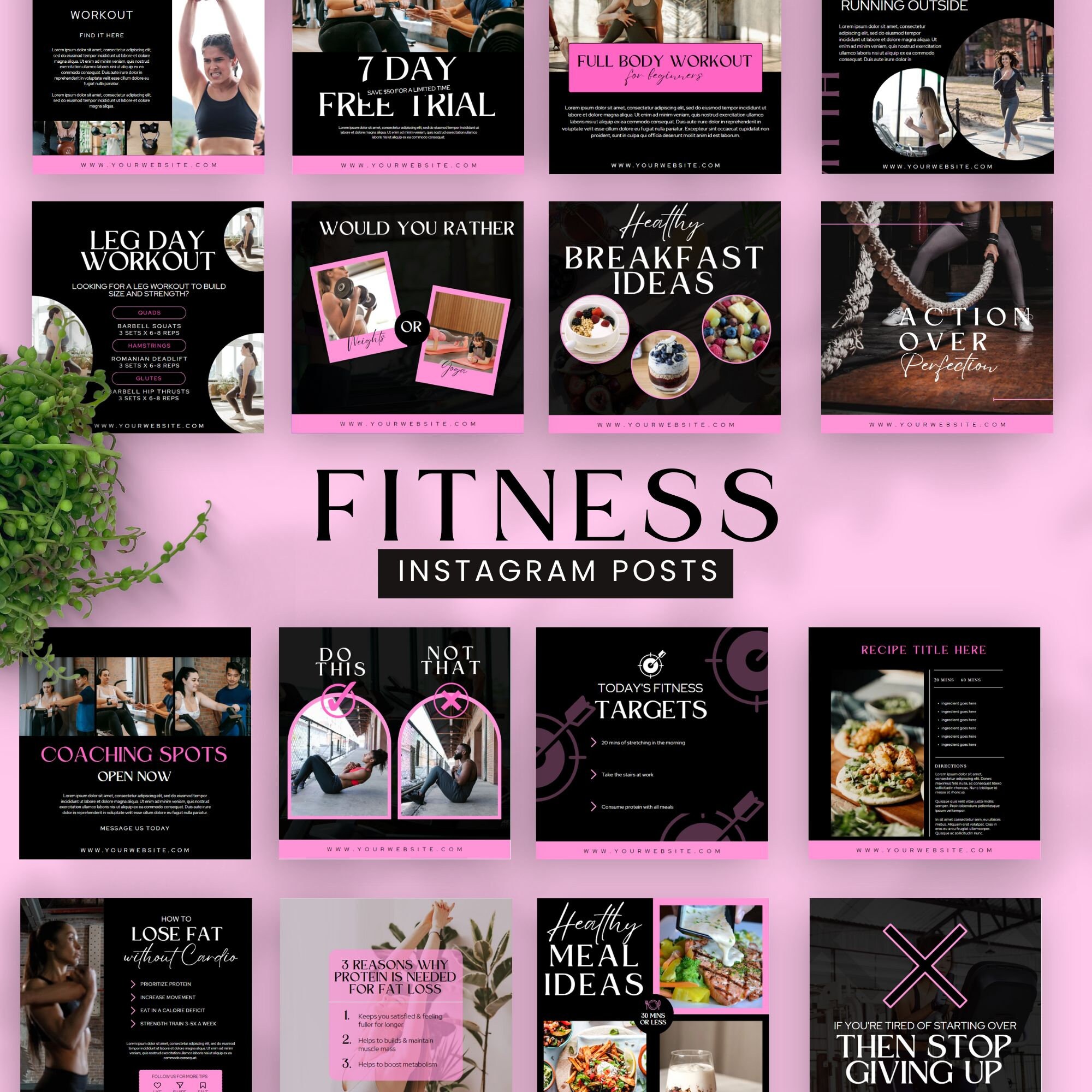 Fitness Trainer Instagram Template Canva Fitness Coach Social Media ...