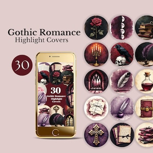 bookstagram highlight cover gothic books instagram story templates vintage romance social media icons dark academia moody IG editable canva