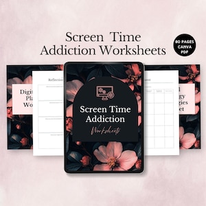 screen time addiction worksheets digital detox for kids screen habit therapy tool parents social media usage planner screen free offline log