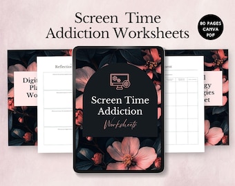 screen time addiction worksheets digital detox for kids screen habit therapy tool parents social media usage planner screen free offline log