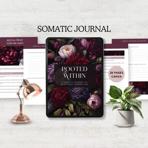somatic journal trauma worksheet stress relief prompts mind body healing therapy mindfulness exercise self care tool canva template editable