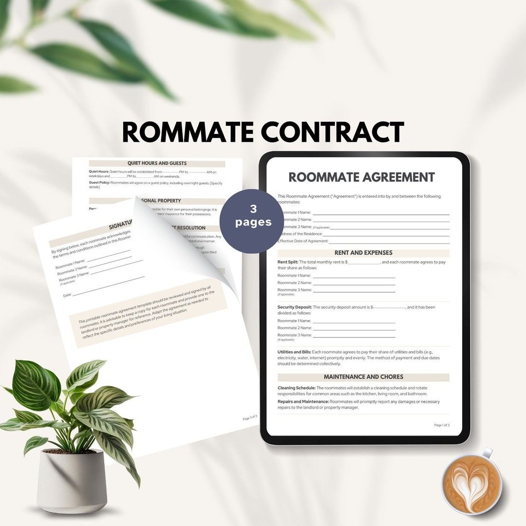 Roommate Contract Template Housemate Agreement Room Rental Contract Roommate Contract Template Housemate Agreement Room Rental Contract