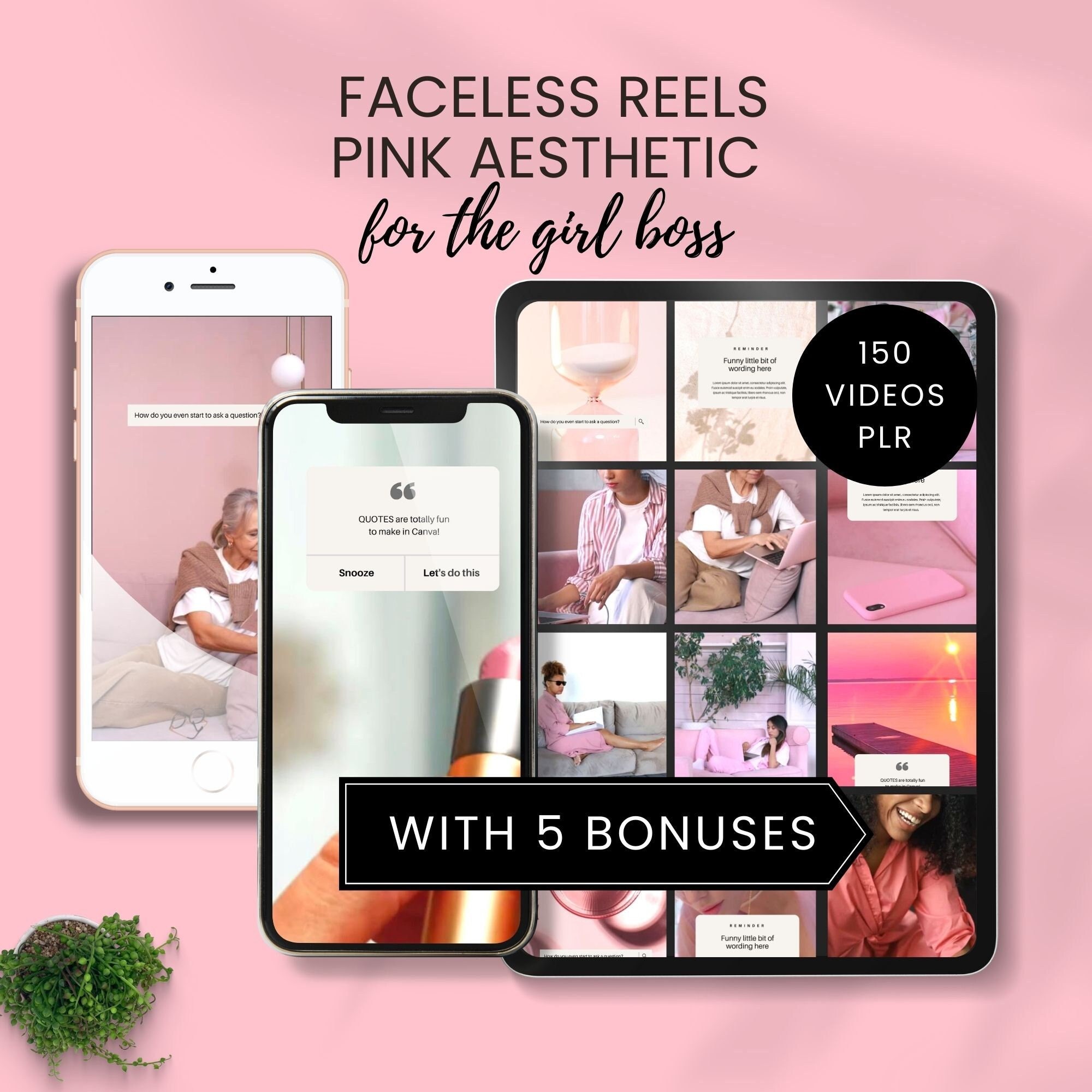 Faceless Marketing Reels Plr Instagram Pink Aesthetic Faceless Videos  Tiktok Done for You Instagram Story Cover Social Media Canva Template 