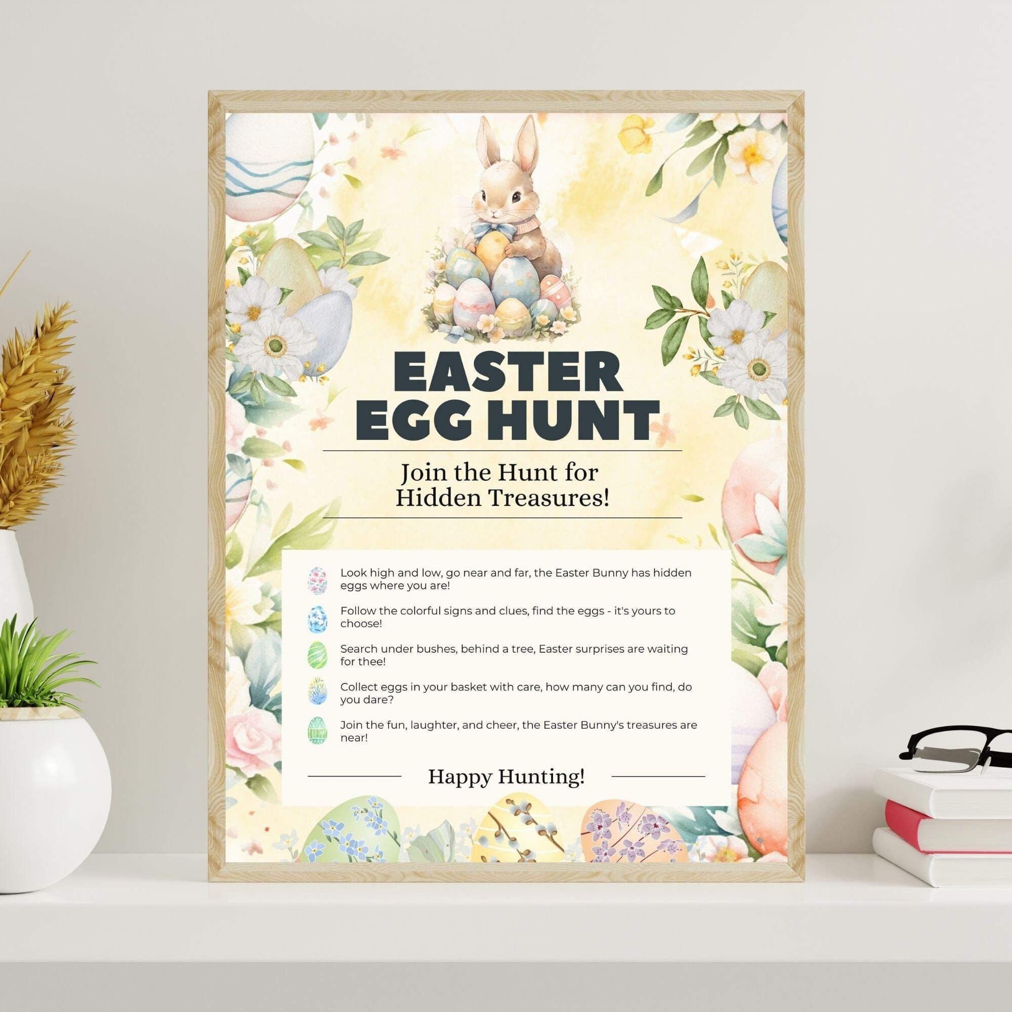 Printable Easter Egg Hunt Sign Kids Easter Bunny Yard Sign Easter Party ...