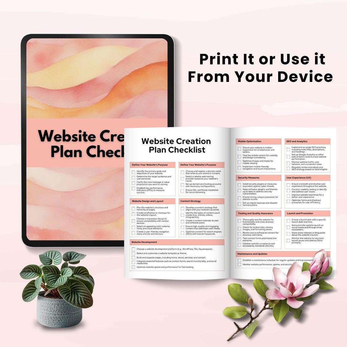 Website Design Checklist for Website Creation Web Site Planner Online ...