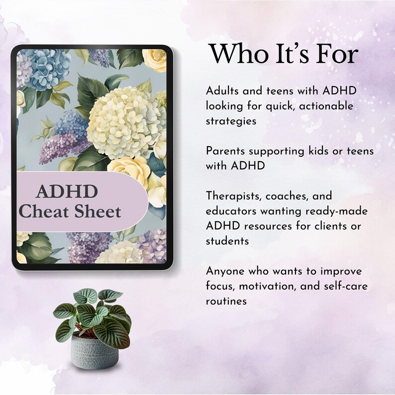 adhd cheat sheet executive functioning printable time management aid coping skills attention deficit support improve focus strategy template