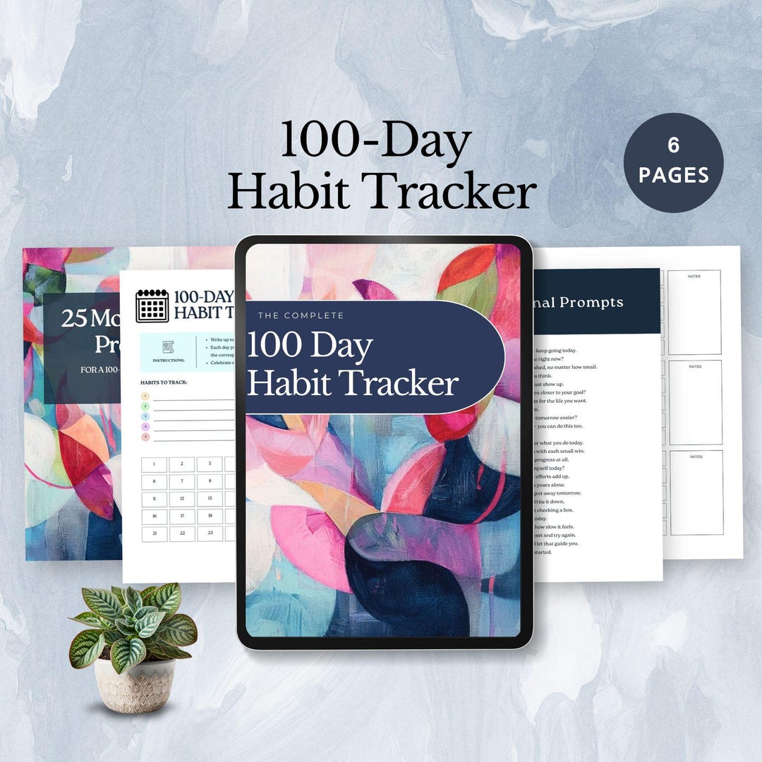 100 Day Habit Tracker Printable Goal Setting Digital Planner Daily ...
