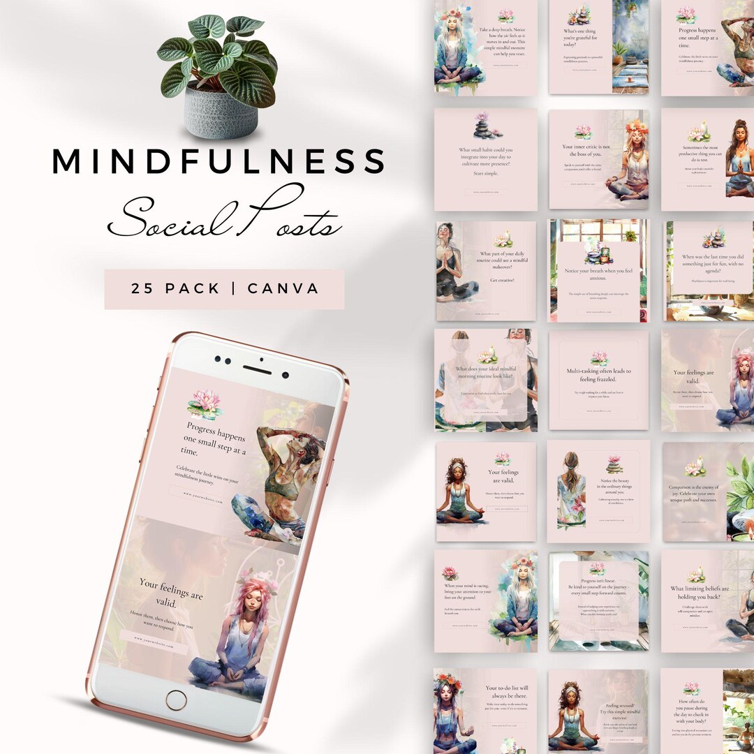 Mindful Coach Social Bundle Mindfulness Coach Instagram Template ...