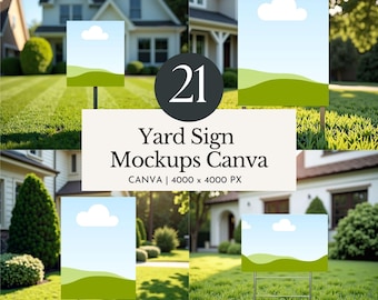 yard sign mockup canva template yard flag garden banner editable Easy Drag and Drop mock up real estate sign custom event digital download