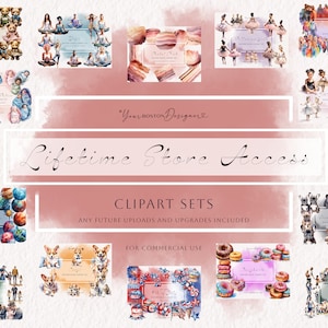 Lifetime Store Access Clipart sets | Commercial use | Clipart bundle | Watercolor clipart | Lifetime Access Present and Future Clipart