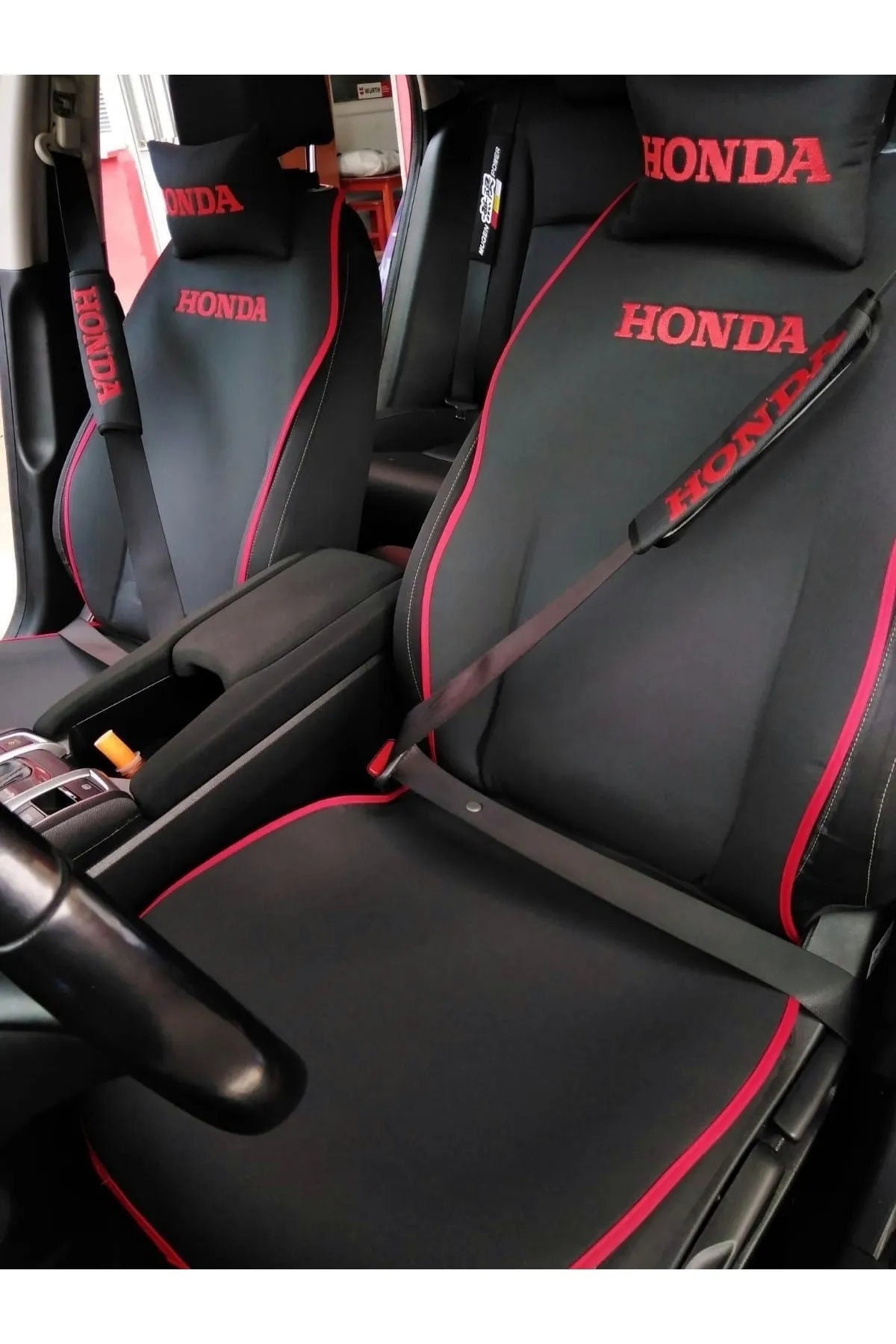 Premium PU Leather Red Seat Cushions For Honda Civic 11th Gen With