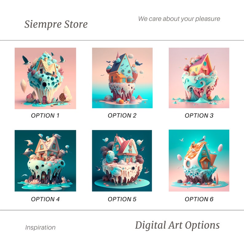 Ice Cream House Cartoondigital Art Printai Etsy