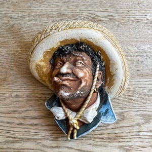 Bossons Head Pancho Chalkware Wall Hanging  1960s Made in England