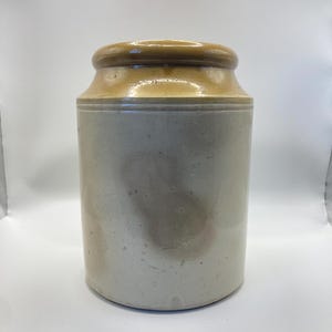 Stor vintage stengodsburk, lerkruka, rustik lantlig köksgryta