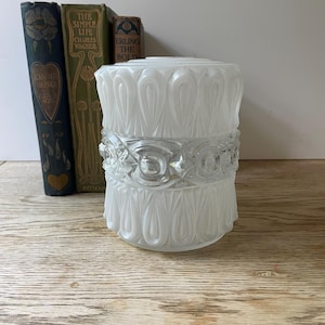 Milk & Clear Glass Light Shade 1970's Geometric Pattern Lamp Shade
