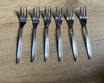 Vintage Monogram Cake Forks Flat Ware Cutlery Stainless Steel Made In Japan